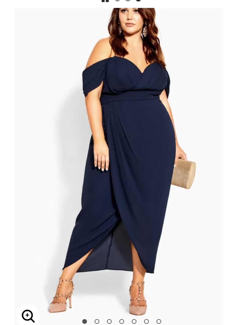 City Chic Plus Size Navy Off-Shoulder Entwine maxi Dress New